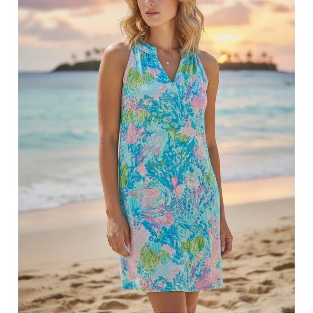 Lilly Pulitzer Women's ROSS Dress Fished My Wish Shift Dress  XL